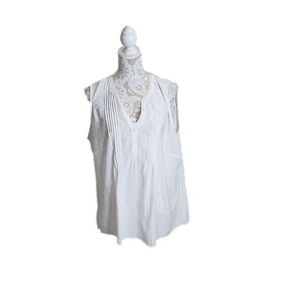 Notations Top White Sleeveless Pleats Lightweight Women's 1X - Picture 1 of 6